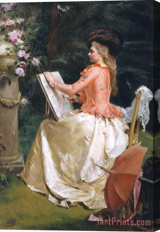 Gustave Jean Jacquet The Artist in The Garden Stretched Canvas Print / Canvas Art