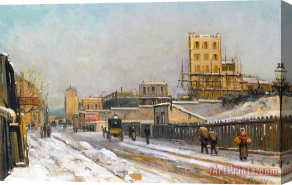 Gustave Mascart The Outskirts of Paris in The Wintertime Stretched Canvas Print / Canvas Art