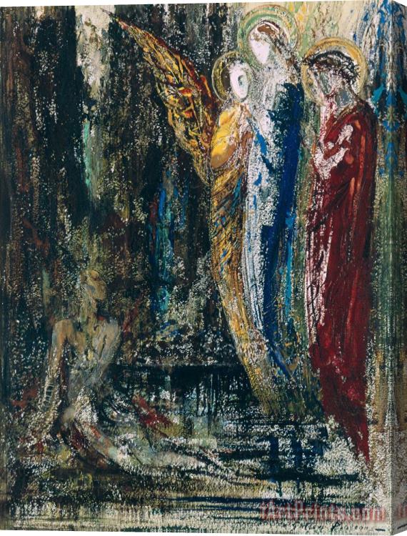 Gustave Moreau Job And The Angels Stretched Canvas Painting / Canvas Art