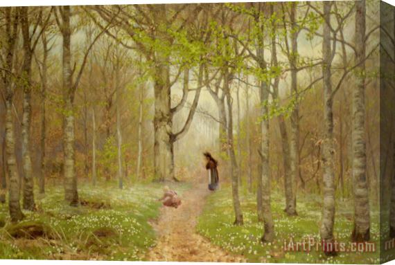 Hans Anderson Brendekilde Path Through The Anemones Stretched Canvas Painting / Canvas Art