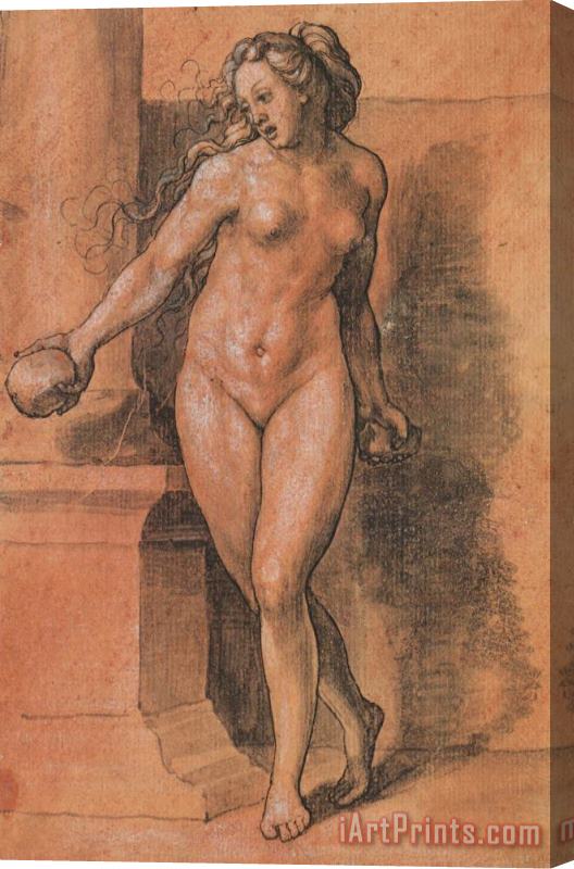 Hans Holbein the Younger Female Nude Stone Thrower Stretched Canvas Print / Canvas Art