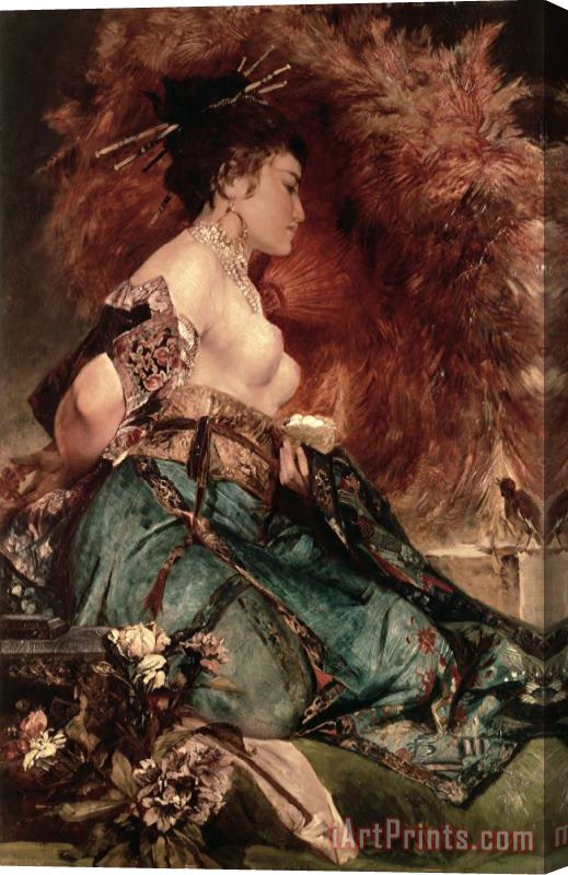 Hans Makart Japanese girl Stretched Canvas Print / Canvas Art