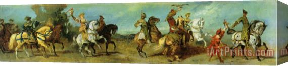 Hans Makart The Anniversary Parade The Falcon Hunt Stretched Canvas Painting / Canvas Art