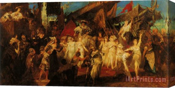 Hans Makart The Entry of Charles V. Into Antwerp (sketch) Stretched Canvas Painting / Canvas Art