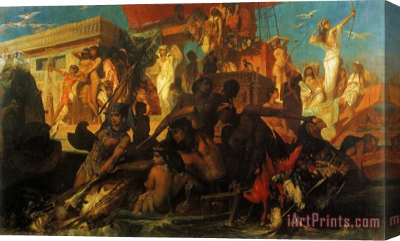 Hans Makart The Nile Hunt of Cleopatra Stretched Canvas Painting / Canvas Art