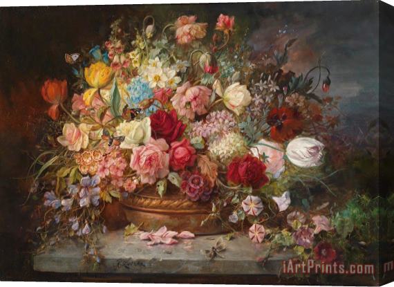 Hans Zatzka Still Life with Spring Flowers Stretched Canvas Painting / Canvas Art