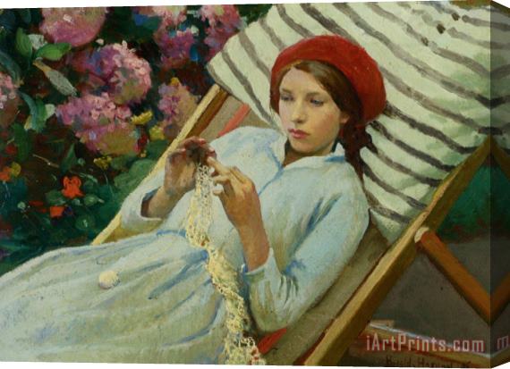 Harold Harvey Girl with a Red Hat Stretched Canvas Print / Canvas Art