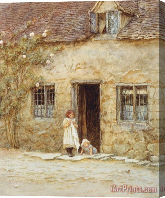 Helen Allingham At the Cottage Door Stretched Canvas Painting / Canvas Art