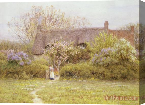 Helen Allingham Cottage Freshwater Isle of Wight Stretched Canvas Painting / Canvas Art
