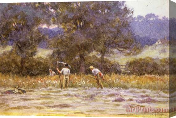Helen Allingham The Mowers Stretched Canvas Print / Canvas Art