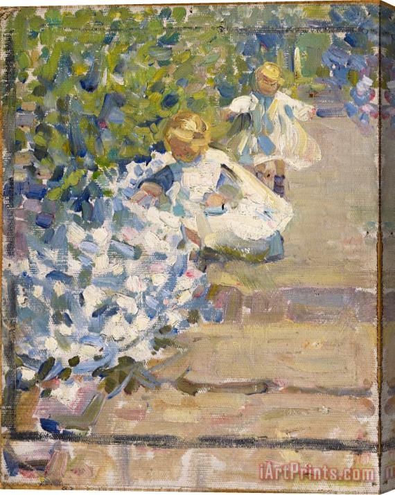 Helen Galloway Mcnicoll Sketch for Picking Flowers Stretched Canvas Painting / Canvas Art
