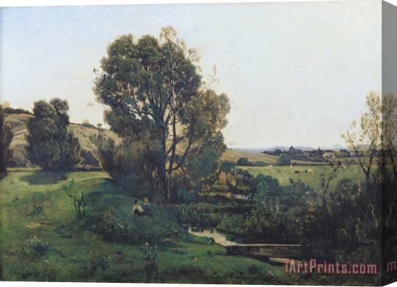 Henri-Joseph Harpignies View from Moncel-sur-Seine Stretched Canvas Print / Canvas Art