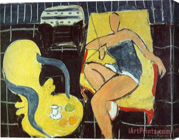 Henri Matisse Dancer And Rocaille Armchair on a Black Background 1942 Stretched Canvas Print / Canvas Art