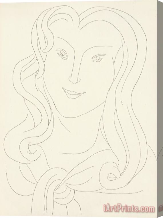Henri Matisse Poesies Woman with Long Hair And Shirt Tie, 1932 Stretched Canvas Print / Canvas Art