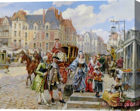 Henri Victor Lesur Paris Street in The Time of Louis Xiv Stretched Canvas Painting / Canvas Art