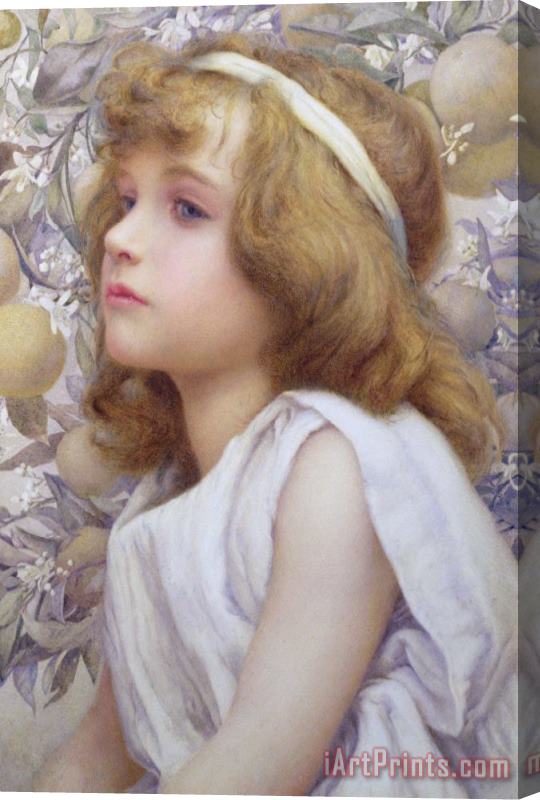 Henry Ryland Girl With Apple Blossom Stretched Canvas Painting / Canvas Art