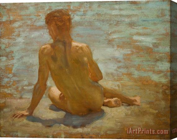 Henry Scott Tuke Sketch of Nude Youth Study for Morning Spelendour Stretched Canvas Painting / Canvas Art