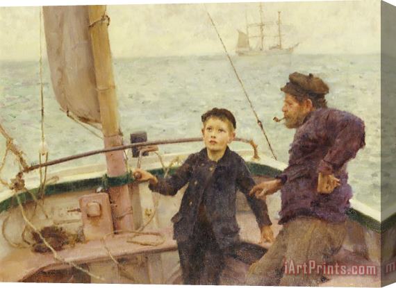 Henry Scott Tuke The Steering Lesson Stretched Canvas Painting / Canvas Art