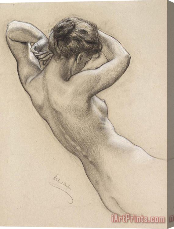 Herbert James Draper Study of Florrie Bird for a Water Nymph in 'prospero Summoning Nymphs And Deities' Stretched Canvas Painting / Canvas Art