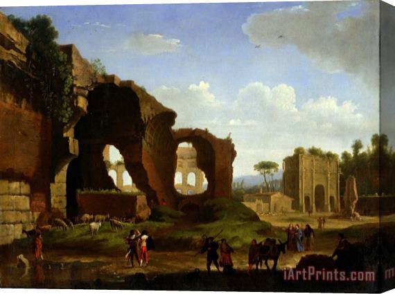 Herman Van Swanevelt A Roman View of The Ruins of The Temple of Venus And Rome with The Colosseum And The Arch of Constan... Stretched Canvas Painting / Canvas Art