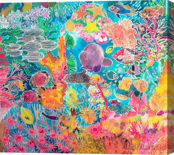 Hilary Simon Tropical Coral Stretched Canvas Print / Canvas Art