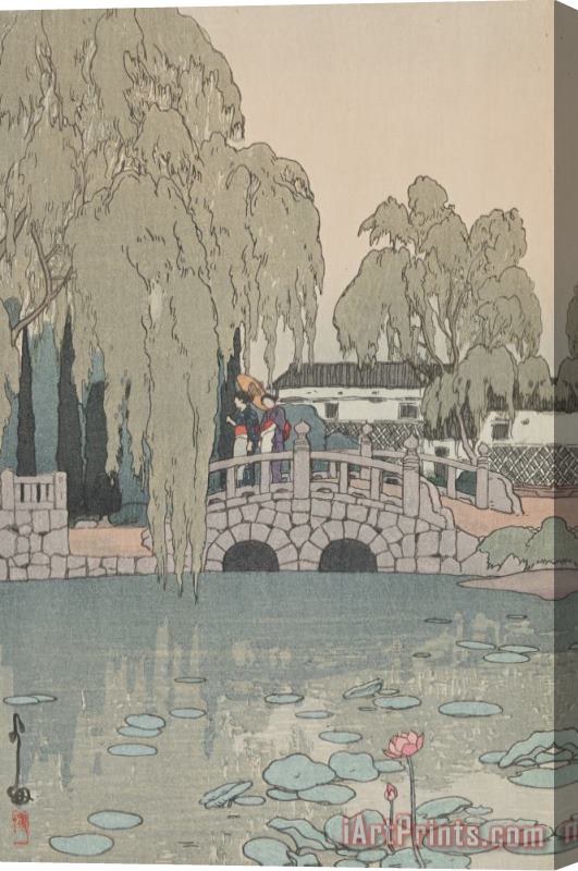 Hiroshi Yoshida Willow Tree And Stone Bridge (yanagi Ni Ishi Bashi) Stretched Canvas Print / Canvas Art