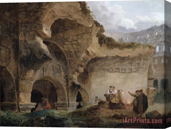 Hubert Robert Washerwomen in The Ruins of The Colosseum Stretched Canvas Print / Canvas Art