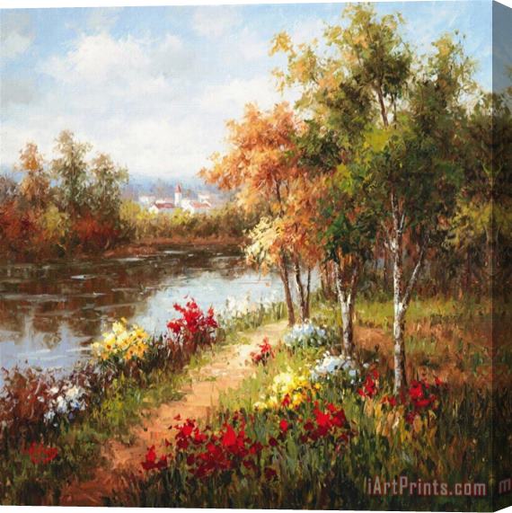 Hulsey Poppies And Stream Stretched Canvas Painting / Canvas Art