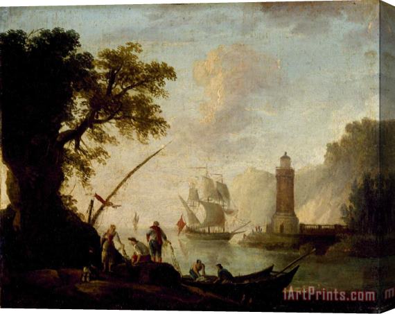 In the style of Claude-Joseph Vernet A Mediterranean Coastal View Stretched Canvas Print / Canvas Art