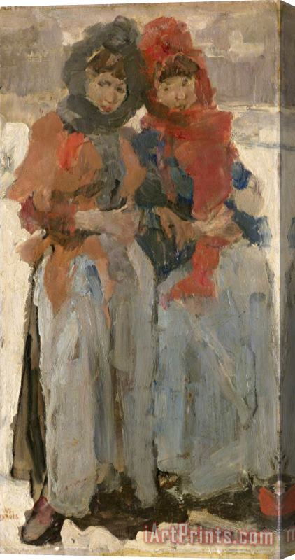 Isaac Israels Two Young Women in The Snow Stretched Canvas Print / Canvas Art