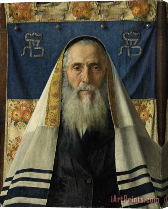 Isidor Kaufmann Portrait of a Rabbi with Prayer Shawl Stretched Canvas Painting / Canvas Art