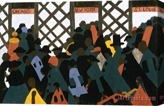Jacob Lawrence The Migration Series, Panel No. 1: During World War I There Was a Great Migration North by Southern African Americans. Stretched Canvas Print / Canvas Art