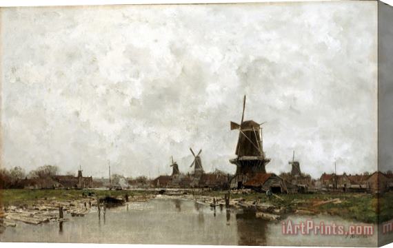 Jacob Maris The Five Windmills Stretched Canvas Painting / Canvas Art