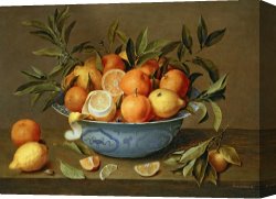 Death And Life Canvas Prints - Still Life with Oranges and Lemons in a Wan-Li Porcelain Dish by Jacob van Hulsdonck