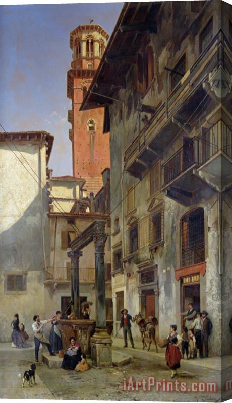 Jacques Carabain Via Mazzanti in Verona Stretched Canvas Print / Canvas Art