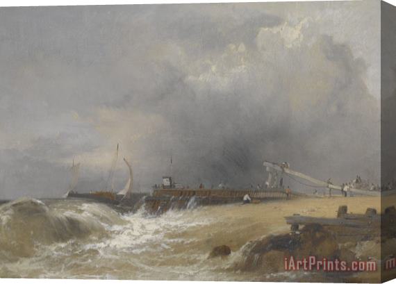 James Baker Pyne Littlehampton pier on the Sussex Coast Stretched Canvas Print / Canvas Art