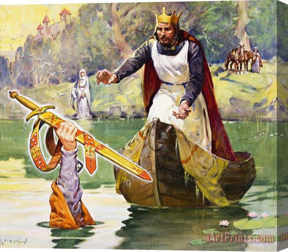 James Edwin McConnell Arthur And Excalibur Stretched Canvas Painting / Canvas Art