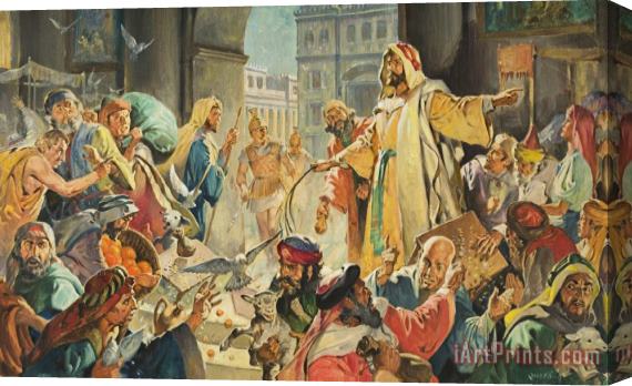 James Edwin McConnell Jesus Removing the Money Lenders from the Temple Stretched Canvas Painting / Canvas Art
