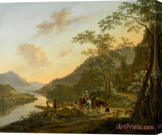 Jan Both Italian Landscape with Ferry Stretched Canvas Print / Canvas Art