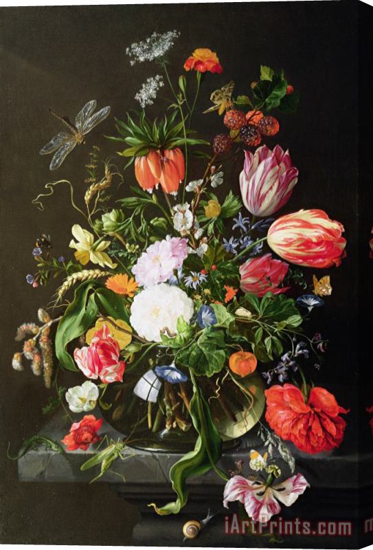 Jan Davidsz de Heem Still Life of Flowers Stretched Canvas Painting / Canvas Art