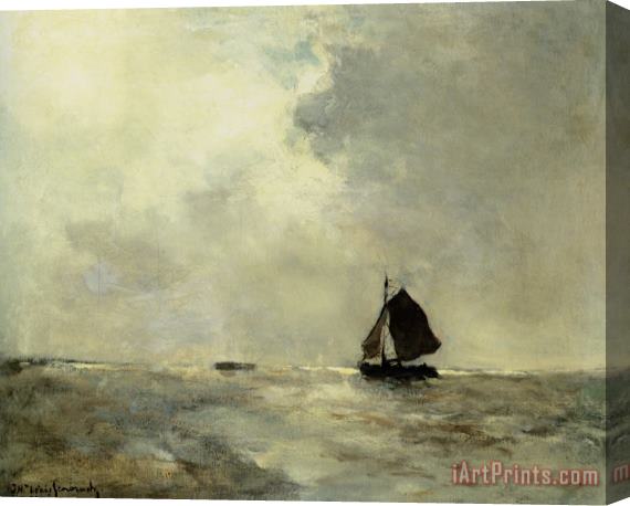 Jan Hendrik Weissenbruch Sailing Boat in Choppy Seas Stretched Canvas Print / Canvas Art