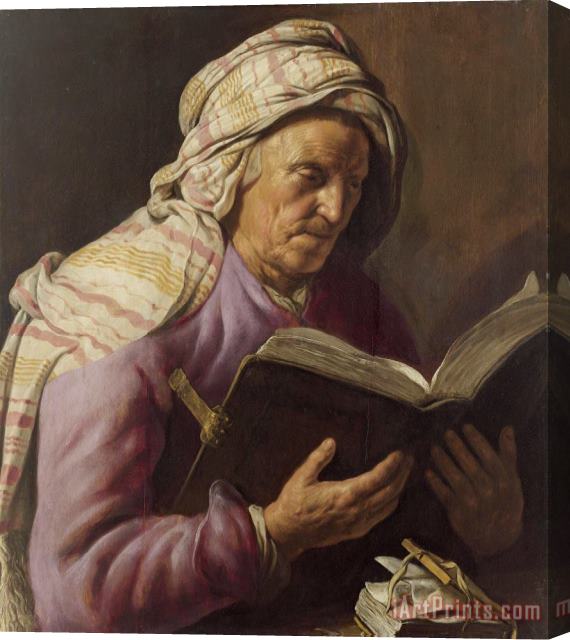 Jan Lievens Old Woman Reading Stretched Canvas Print / Canvas Art