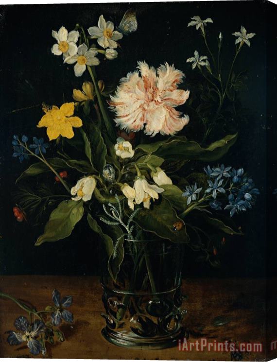 Jan the Elder Brueghel Still Life with Flowers in a Glass Stretched Canvas Painting / Canvas Art