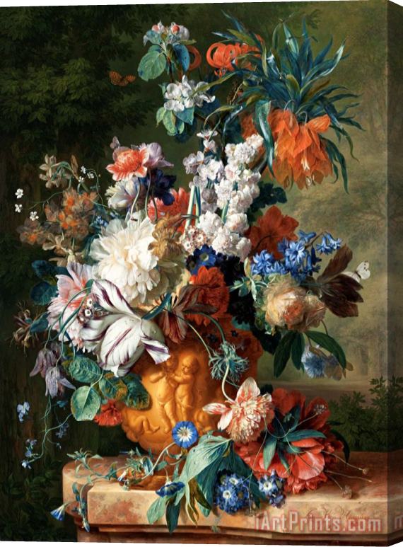 Jan Van Huysum Bouquet of Flowers in an Urn Stretched Canvas Print / Canvas Art