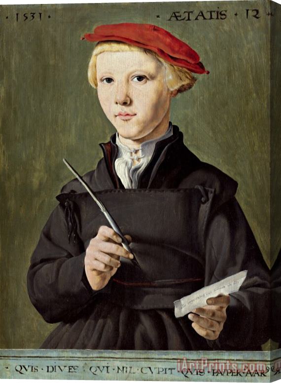 Jan Van Scorel Schoorl Portrait of a Young Scholar Stretched Canvas Print / Canvas Art