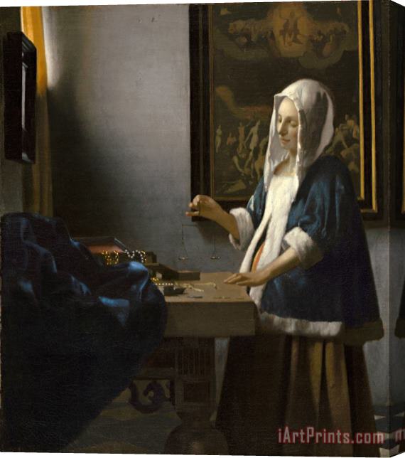 Jan Vermeer Woman Holding a Balance Stretched Canvas Print / Canvas Art