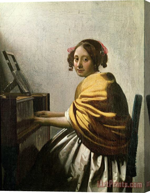 Jan Vermeer Young Woman at a Virginal Stretched Canvas Painting / Canvas Art