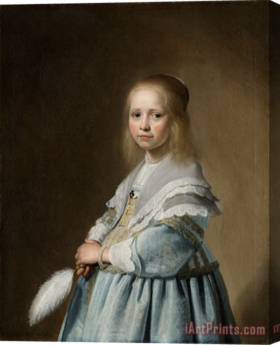 Jan Verspronck Portrait of a Girl in Blue Stretched Canvas Print / Canvas Art