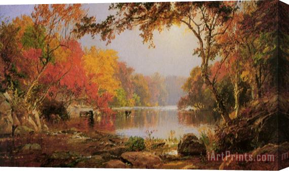Jasper Francis Cropsey River Landscape in Autumn Stretched Canvas Painting / Canvas Art