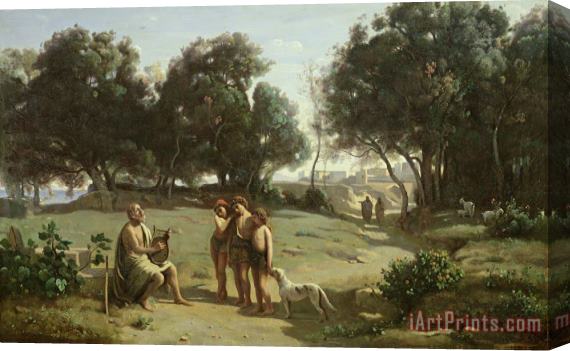 Jean Baptiste Camille Corot Homer and the Shepherds in a Landscape Stretched Canvas Print / Canvas Art